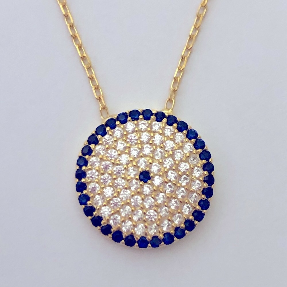 🧿925 Silver evileye necklace cubic zirconia stones 18k yellow gold plated